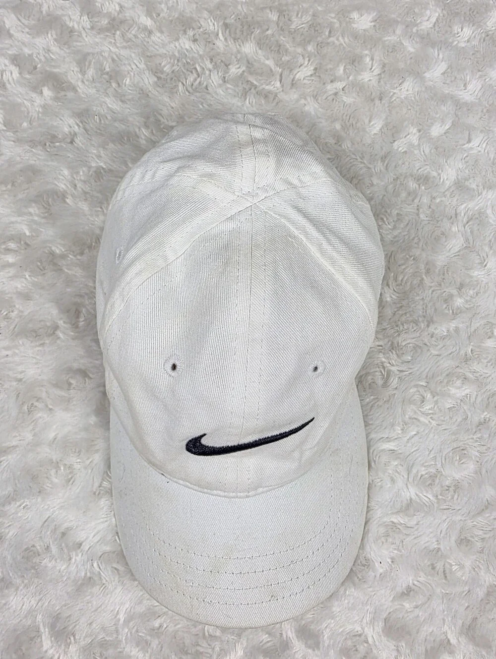 Nike Toddler White Cap with Black Swoosh Embroidery